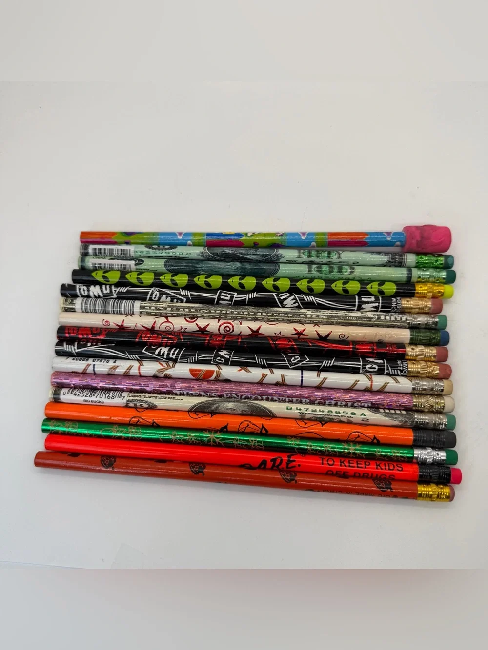 Mixed Lot 90s pencils DARE HALLOWEEN MONEY NWO WWF Lisa frank